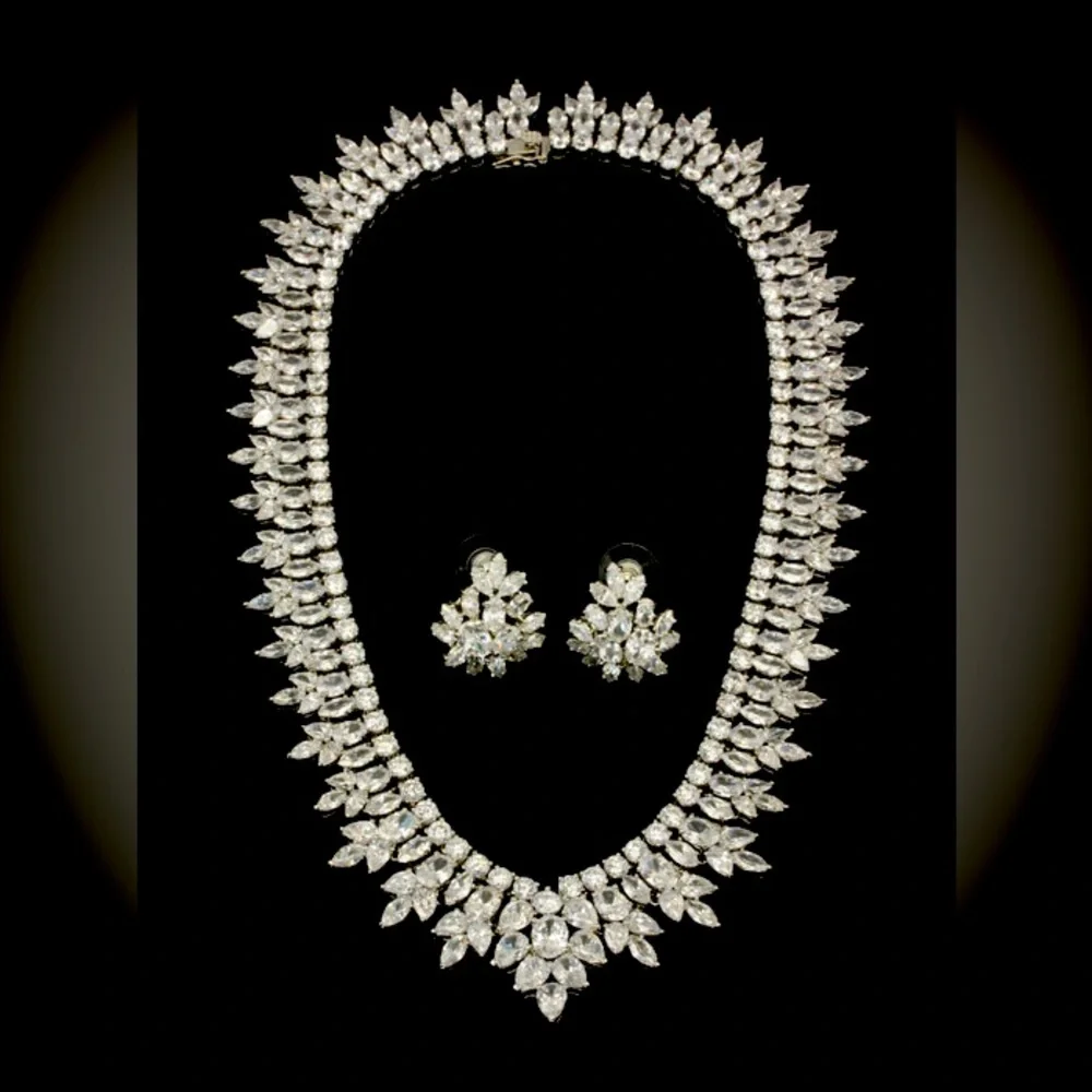 Cubic Zirconia Statement Necklace Set